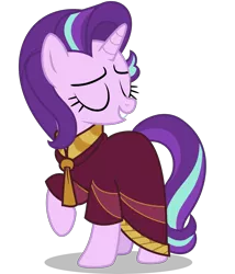 Size: 3500x4091 | Tagged: safe, artist:aeonkrow, derpibooru import, starlight glimmer, pony, unicorn, road to friendship, absurd resolution, clothes, eyes closed, one leg raised, raised hoof, robe, simple background, solo, transparent background, vector