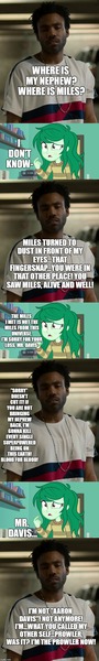 Size: 500x3317 | Tagged: safe, derpibooru import, edit, edited screencap, editor:lord you know who, screencap, wallflower blush, comic:meanwhile in another universe, comic:the epilogue, equestria girls, aaron davis, avengers: endgame, avengers: infinity war, comic, fanfic art, infinity gauntlet, marvel cinematic universe, miles morales, prowler, screencap comic, spider-man: into the spider-verse, thanos, this will not end well