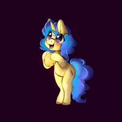 Size: 3200x3200 | Tagged: safe, artist:miokomata, derpibooru import, oc, oc:cheesebutt, unofficial characters only, pony, unicorn, bipedal, blushing, female, glasses, mare, solo