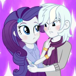 Size: 1600x1598 | Tagged: safe, artist:sarahgdo, derpibooru import, double diamond, rarity, equestria girls, crack shipping, diamond duo, female, male, shipping, straight