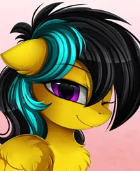 Size: 1446x1764 | Tagged: safe, artist:pridark, derpibooru import, oc, unofficial characters only, pegasus, pony, bust, chest fluff, commission, cute, female, floppy ears, looking at you, mare, one eye closed, portrait, purple eyes, smiling, solo, wink