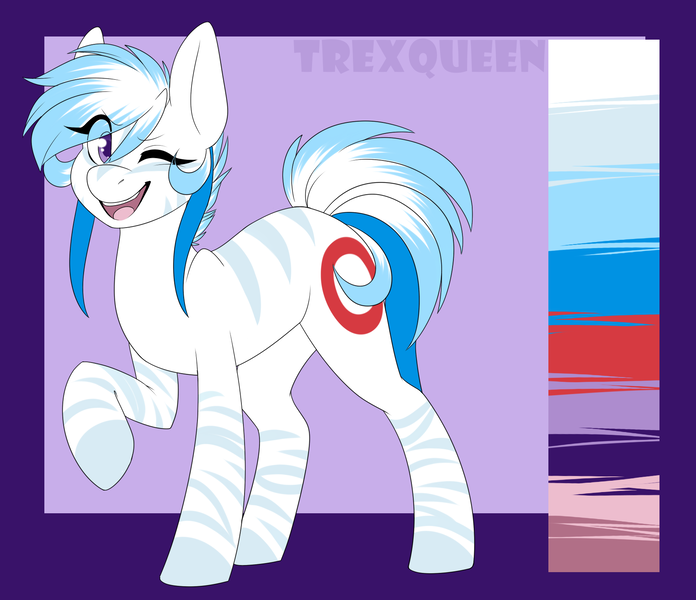 Size: 1773x1529 | Tagged: safe, artist:trexqueen, derpibooru import, oc, oc:ring dash, earth pony, zebra, blue mane, cutie mark, image, png, reference sheet, solo, white coat, zebra oc