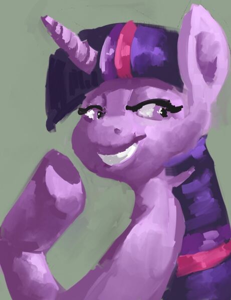 Size: 663x862 | Tagged: safe, derpibooru import, twilight sparkle, pony, female, mare, painting, simple background, smiling, smug, smuglight sparkle, solo