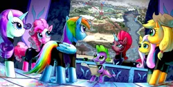 Size: 1024x520 | Tagged: alternate timeline, artist:amestao3o, bad end, comic:the storm kingdom, command 6, commission, crystal of light, derpibooru import, fluttershy, general tempest shadow, invasion, lieutenant spike, map, pinkie pie, rainbow dash, rarity, safe, spike, tempest shadow, the bad guy wins, war room