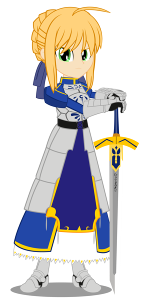 Size: 3193x6351 | Tagged: safe, artist:trungtranhaitrung, derpibooru import, equestria girls, armor, armor skirt, artoria pendragon, clothes, crossover, equestria girls-ified, excalibur, fate/grand order, fate/stay night, saber, skirt, weapon