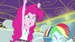 Size: 1920x1080 | Tagged: safe, derpibooru import, edit, edited screencap, screencap, pinkie pie, rainbow dash, equestria girls, equestria girls series, road trippin, :o, animated, arms in the air, derp, eyes closed, faic, frown, geode of sugar bombs, geode of super speed, magical geodes, open mouth, party hard, pinkie being pinkie, sound, vibrating, wat, webm, wide eyes, you got curves she got curves