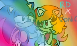 Size: 800x480 | Tagged: anthro, artist:bendygirltricity, crossover, crossover shipping, derpibooru import, female, interspecies, male, rainbow dash, safe, shipping, sonicdash, sonicified, sonic the hedgehog, sonic the hedgehog (series), straight
