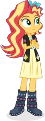 Size: 1257x3359 | Tagged: safe, artist:punzil504, derpibooru import, sunset shimmer, equestria girls, boots, clothes, cute, cutie mark, cutie mark on clothes, female, filly, filly sunset shimmer, freshman, high res, shimmerbetes, shoes, simple background, skirt, solo, transparent background, younger, younger sunset