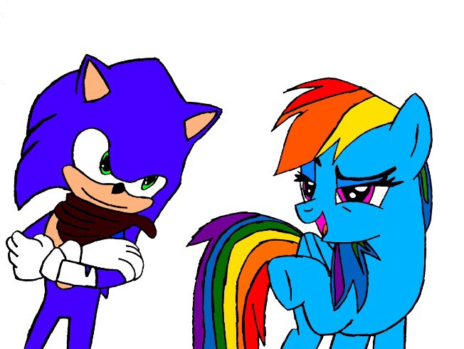 Size: 652x490 | Tagged: safe, artist:rick00137, artist:yugi012, derpibooru import, rainbow dash, pony, collaboration, crossover, request, simple background, sonic boom, sonic the hedgehog, sonic the hedgehog (series), white background