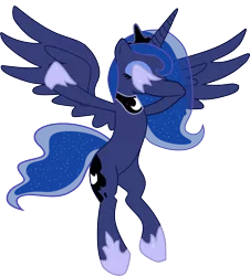 Size: 1402x1551 | Tagged: safe, artist:uigsyvigvusy, derpibooru import, princess luna, alicorn, pony, bipedal, covering eyes, cute, dab, ethereal mane, eyes closed, facehoof, female, mare, simple background, smiling, solo, starry mane, transparent background, vector