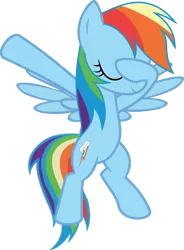 Size: 823x1120 | Tagged: safe, artist:uigsyvigvusy, artist:wissle, derpibooru import, rainbow dash, pegasus, pony, bipedal, covering eyes, cute, dab, eyes closed, facehoof, female, image, mare, png, rainbow dab, simple background, smiling, solo, trace, transparent background, vector