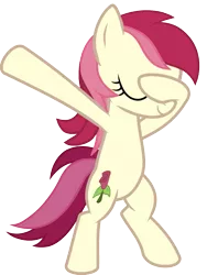 Size: 813x1024 | Tagged: safe, artist:uigsyvigvusy, artist:wissle, derpibooru import, roseluck, earth pony, pony, bipedal, covering eyes, cute, cuteluck, dab, eyes closed, facehoof, female, mare, simple background, smiling, solo, trace, transparent background, vector