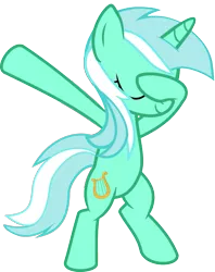 Size: 813x1024 | Tagged: safe, artist:uigsyvigvusy, artist:wissle, derpibooru import, lyra heartstrings, pony, unicorn, bipedal, covering eyes, cute, dab, eyes closed, facehoof, female, lyrabetes, mare, simple background, smiling, solo, trace, transparent background, vector