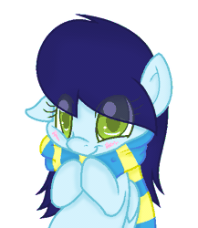 Size: 505x581 | Tagged: safe, artist:sapphireartemis, derpibooru import, oc, oc:sapphire skies, pegasus, pony, animated, base used, clothes, female, gif, mare, scarf, simple background, solo, transparent background