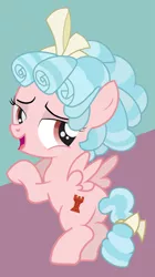 Size: 2209x3931 | Tagged: safe, artist:earlpeterg, derpibooru import, cozy glow, pegasus, pony, school raze, bow, butt, cozy glutes, female, filly, flying, foal, hair bow, looking at you, looking back, looking back at you, plot, solo, tail bow