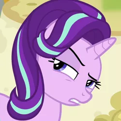 Size: 720x720 | Tagged: safe, derpibooru import, screencap, starlight glimmer, pony, unicorn, a matter of principals, cropped, female, raised eyebrow, skeptical, solo