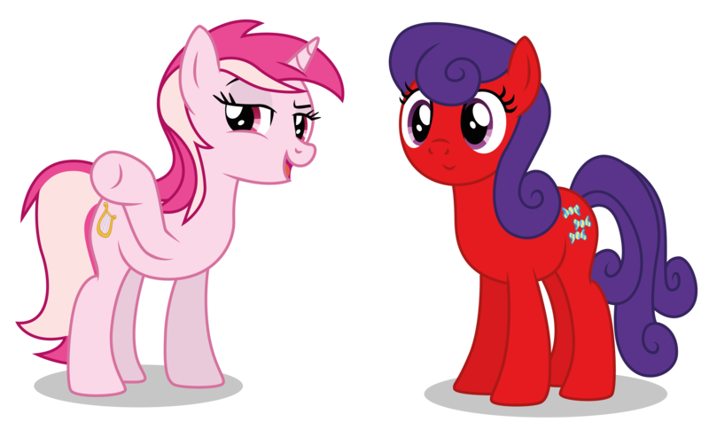 Size: 7696x4578 | Tagged: safe, artist:dragonchaser123, derpibooru import, oc, oc:april lynch, oc:julie walton, unofficial characters only, earth pony, pony, unicorn, absurd resolution, duo, female, mare, raised hoof, recolor, simple background, transparent background, vector