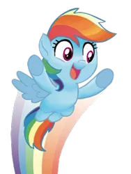 Size: 300x400 | Tagged: safe, artist:tonyfleecs, derpibooru import, edit, idw, rainbow dash, pegasus, pony, spoiler:comic, spoiler:comicidw2020, background removed, comics, cropped, cute, dashabetes, female, filly, filly rainbow dash, flying, foal, rainbow trail, simple background, solo, speed trail, transparent background, underhoof, younger