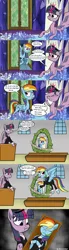 Size: 1052x3801 | Tagged: safe, artist:monsterglad, derpibooru import, rainbow dash, twilight sparkle, twilight sparkle (alicorn), alicorn, pegasus, pony, casket, chair, clothes, cutie map, dark comedy, female, friendship throne, funeral, literal, mare, prank, table, twilight's castle