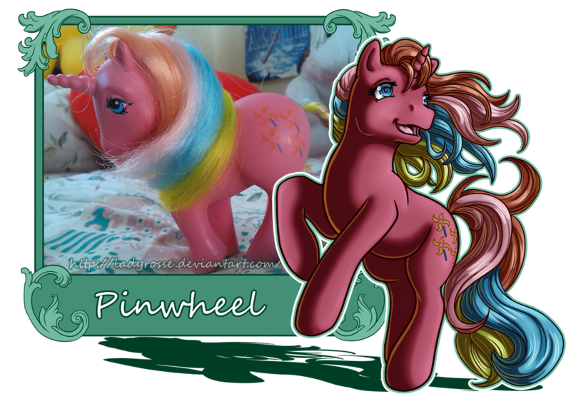 Size: 1024x724 | Tagged: artist:ladyrosse, derpibooru import, g1, irl, photo, pinwheel, rainbow ponies, safe, simple background, solo, toy, transparent background
