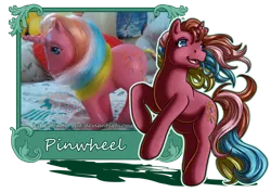 Size: 1024x724 | Tagged: artist:ladyrosse, derpibooru import, g1, irl, photo, pinwheel, rainbow ponies, safe, simple background, solo, toy, transparent background