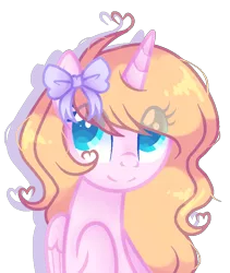 Size: 680x807 | Tagged: safe, artist:poppyglowest, derpibooru import, oc, unofficial characters only, alicorn, pony, alicorn oc, base used, bow, bust, eye clipping through hair, female, hair bow, horn, mare, portrait, simple background, solo, transparent background, wings