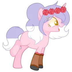 Size: 2839x2815 | Tagged: safe, artist:poppyglowest, derpibooru import, oc, pony, unicorn, female, floral head wreath, flower, mare, simple background, solo, transparent background