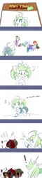 Size: 400x1667 | Tagged: semi-grimdark, artist:rvceric, derpibooru import, oc, oc:emerald green, unofficial characters only, pony, pony town, ..., black sclera, boop, clothes, comic, creepypasta, cute, dress, hat, scarf, shocked, socks, striped socks, zalgo