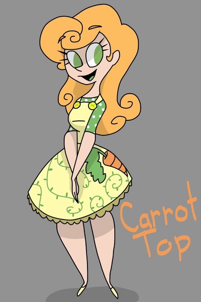 Size: 640x960 | Tagged: artist:miss-zi-zi, carrot top, clothes, colored tongue, cute, derpibooru import, dress, golden harvest, gray background, human, humanized, no pupils, open mouth, safe, simple background, solo