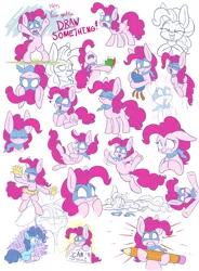 Size: 2950x4000 | Tagged: safe, artist:heir-of-rick, derpibooru import, pinkie pie, oc, oc:sockie pie, earth pony, pony, chalkzone, clothes, cute, dialogue, diapinkes, female, mare, simple background, snap (chalkzone), snaponka, snappy pie, socks, striped socks, white background