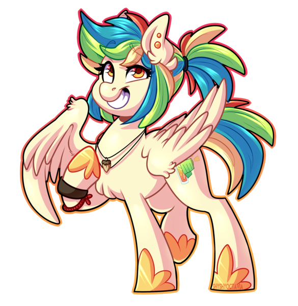 Size: 2397x2458 | Tagged: safe, artist:shyshyoctavia, derpibooru import, oc, oc:fruit punch, unofficial characters only, pegasus, pony, female, grin, high res, mare, simple background, smiling, solo, transparent background