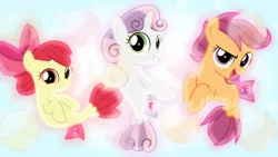 Size: 1600x900 | Tagged: apple bloom, artist:jhayarr23, artist:sailortrekkie92, cutie mark crusaders, derpibooru import, edit, female, filly, fins, fin wings, safe, scootaloo, sea-mcs, sea ponies, seaponified, seapony apple bloom, seapony (g4), seapony scootaloo, seapony sweetie belle, species swap, surf and/or turf, sweetie belle, wallpaper, wallpaper edit, wings