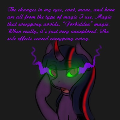 Size: 400x400 | Tagged: safe, artist:sinsays, derpibooru import, part of a set, twilight sparkle, pony, unicorn, ask corrupted twilight sparkle, tumblr:ask corrupted twilight sparkle, color change, colored horn, corrupted, corrupted twilight sparkle, curved horn, dark, dark equestria, dark magic, dark queen, dark world, darkened coat, darkened hair, examples in the description, female, horn, magic, part of a series, possessed, queen twilight, screencaps in the description, solo, sombra empire, sombra eyes, sombra's horn, tumblr, tyrant sparkle, unicorn twilight