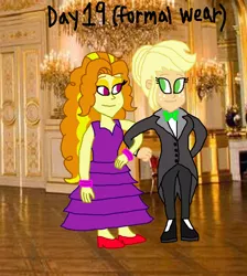 Size: 1614x1800 | Tagged: safe, artist:bigpurplemuppet99, derpibooru import, adagio dazzle, applejack, equestria girls, clothes, dazzlejack, dress, female, formal wear, gown, lesbian, shipping, tuxedo