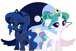 Size: 7250x4900 | Tagged: safe, artist:feekteev, derpibooru import, princess celestia, princess luna, alicorn, pony, absurd resolution, duo, female, mare, moon, royal sisters, siblings, sisters, sun