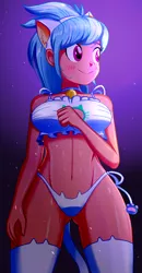 Size: 550x1060 | Tagged: suggestive, artist:the-butch-x, derpibooru import, frosty orange, equestria girls, friendship games, background human, bell, bell collar, belly button, big breasts, blushing, boob window, bra, breasts, busty frosty orange, butch's shadow cat lingerie, cat bell, cat ears, cat keyhole bra set, cat lingerie, cat tail, cat underwear, cleavage, clothes, collar, crop top bra, female, frilly underwear, gradient background, hairband, lingerie, panties, paw prints, sexy, shadowcat lingerie, side knot underwear, smiling, socks, solo, solo female, stockings, stupid sexy frosty orange, thigh highs, thighs, thong, underass, underwear, white underwear