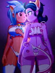 Size: 800x1060 | Tagged: suggestive, artist:the-butch-x, derpibooru import, frosty orange, zephyr, equestria girls, friendship games, adorasexy, ass, bell, bell collar, belly button, big breasts, blushing, boob window, bra, breasts, busty frosty orange, busty zephyr, butch's shadow cat lingerie, butt, buttcrack, cat bell, cat ears, cat keyhole bra set, cat lingerie, cat tail, cat underwear, cleavage, clothes, collar, crop top bra, cute, female, frilly underwear, gradient background, hairband, lingerie, panties, paw prints, sexy, shadowcat lingerie, side knot underwear, smiling, socks, stockings, stupid sexy frosty orange, stupid sexy zephyr, thigh highs, thighs, thong, underass, underwear, white underwear, zephyr butt