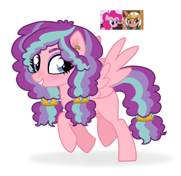 Size: 1278x1240 | Tagged: safe, artist:unoriginai, derpibooru import, pinkie pie, somnambula, oc, pony, female, lesbian, magical lesbian spawn, next generation, offspring, parent:pinkie pie, parent:somnambula, parents:pinkambula, pinkambula, screencap reference, shipping