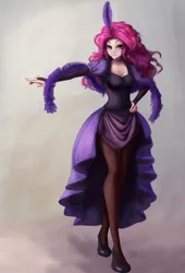 Size: 680x1000 | Tagged: artist:the-park, clothes, derpibooru import, dress, female, human, humanized, pinkie pie, safe, saloon dress, saloon pinkie, simple background, solo
