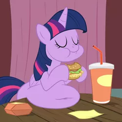 Size: 1200x1200 | Tagged: suggestive, artist:scobionicle99, derpibooru import, twilight sparkle, twilight sparkle (alicorn), alicorn, pony, belly, belly button, big belly, burger, chubby, chubby twilight, eating, fat, female, food, gut rest, mare, obese, that pony sure does love burgers, twilard sparkle, twilight burgkle