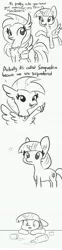 Size: 1648x6606 | Tagged: safe, artist:tjpones, derpibooru import, silverstream, twilight sparkle, twilight sparkle (alicorn), alicorn, classical hippogriff, hippogriff, pony, unicorn, bottle, comic, cup, cute, dialogue, driven to drink, drunk, female, floppy ears, frown, grayscale, i need a freaking drink, lineart, looking back, mare, mind blown, monochrome, open mouth, pointing, pun, raised hoof, smiling, spread wings, this explains everything, unicorn twilight, wide eyes, wings