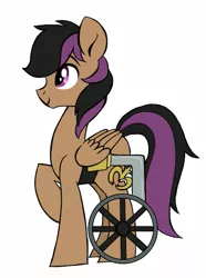 Size: 455x611 | Tagged: safe, artist:purrling, derpibooru import, stellar eclipse, pegasus, pony, cute, handicapped, male, profile, simple background, solo, stallion, wheelchair, white background