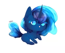 Size: 1024x831 | Tagged: safe, artist:voinona, derpibooru import, princess luna, alicorn, :p, chibi, colored eyelashes, colored pupils, cute, ethereal mane, galaxy mane, lunabetes, missing cutie mark, silly, simple background, solo, starry mane, tongue out, white background