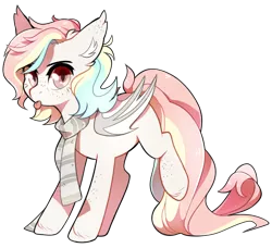 Size: 1600x1462 | Tagged: safe, artist:sevedie, derpibooru import, oc, oc:seafoam, unofficial characters only, bat pony, pony, blushing, clothes, cute, freckles, looking at you, scarf, simple background, tongue out, transparent background