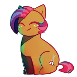 Size: 700x700 | Tagged: safe, artist:cookiiecats, derpibooru import, babs seed, earth pony, pony, adorababs, cute, eyes closed, female, filly, no nose, simple background, sitting, solo, transparent background