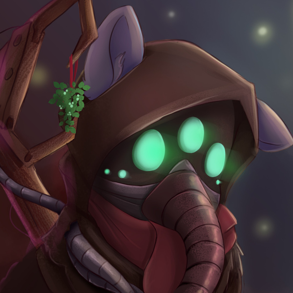 Size: 1800x1800 | Tagged: safe, artist:ardail, derpibooru import, oc, oc:gear works, unofficial characters only, earth pony, pony, adeptus mechanicus, augmentation, augmented, christmas, clothes, commission, crossover, dark mechanicus, holiday, icon, mask, mistletoe, robotic arm, scarf, servo arm, solo, techpriest, warhammer (game), warhammer 40k