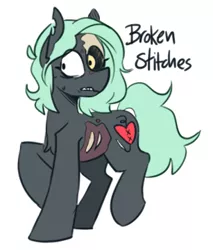 Size: 307x360 | Tagged: semi-grimdark, artist:redxbacon, derpibooru import, oc, oc:broken stitches, earth pony, pony, undead, cutie mark, exposed bone, female, immortal, immortality, mare, ribcage, skull, solo