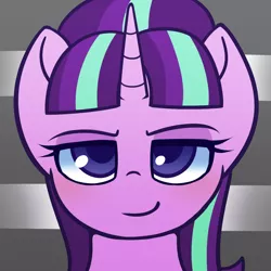 Size: 1000x1000 | Tagged: safe, artist:puetsua, derpibooru import, part of a set, starlight glimmer, pony, unicorn, avatar, bust, colored pupils, cute, equal cutie mark, female, glimmerbetes, lidded eyes, looking at you, mare, portrait, s5 starlight, smiling, smirk, solo