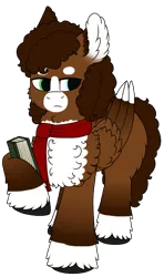 Size: 391x661 | Tagged: safe, derpibooru import, oc, oc:luke pineswood, pegasus, pony, book, clothes, digital art, fluffy, scarf, simple background, transparent background