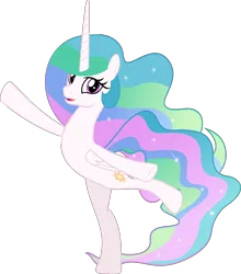 Size: 5717x6508 | Tagged: safe, artist:jhayarr23, derpibooru import, edit, editor:slayerbvc, vector edit, princess celestia, alicorn, pony, horse play, absurd resolution, accessory-less edit, barehoof, charades, cute, cutelestia, female, mare, missing accessory, sillestia, silly, silly pony, simple background, solo, standing, standing on one leg, transparent background, vector